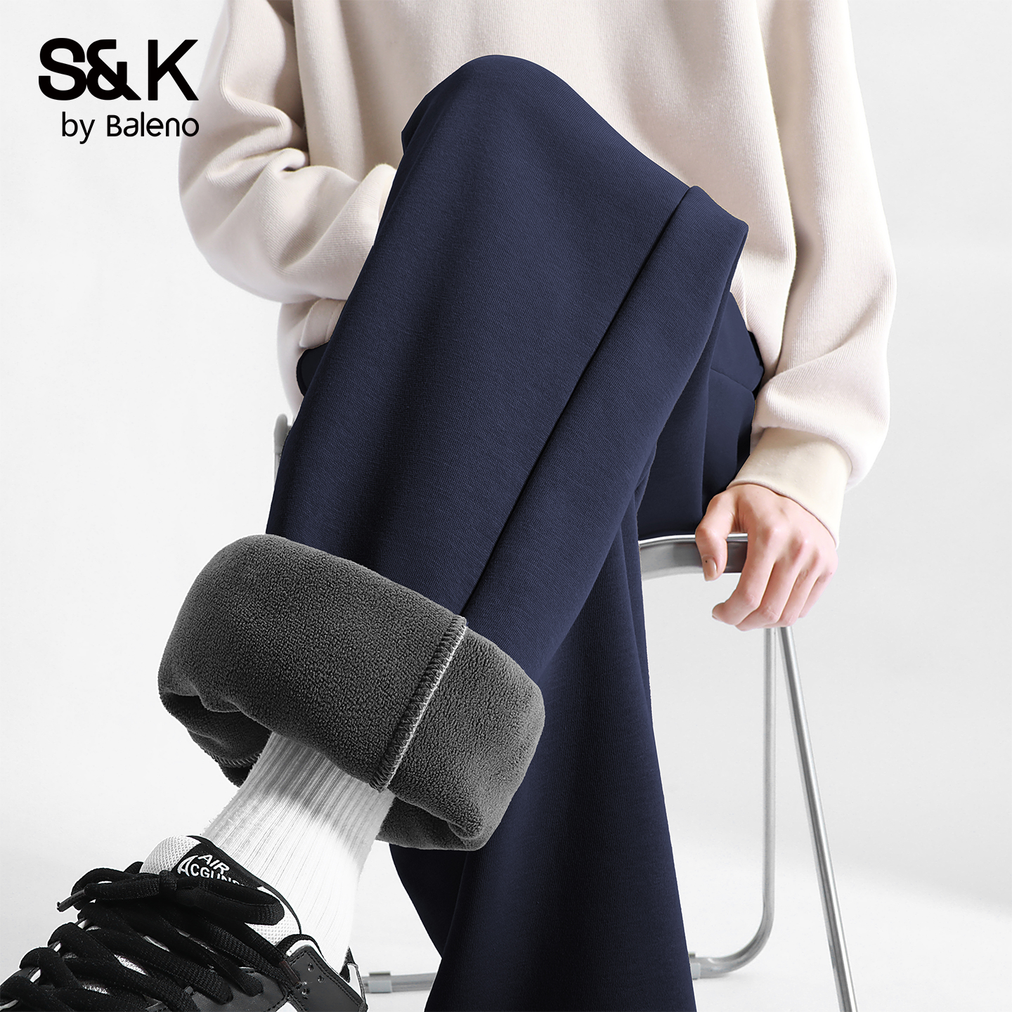 班尼路S&K藏青色加绒卫裤男款冬