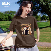 班尼路S&K系列美式 宽松打底慵懒上衣H 2026新款 短袖 t恤女纯棉夏季