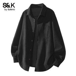 百搭时尚 班尼路SK日系复古夏季 男士 长袖 翻领潮流上衣服YS 休闲衬衫