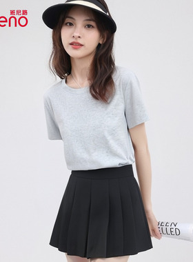 班尼路灰色短袖t恤女2026夏季新款爆款修身圆领短款收腰半袖上衣H