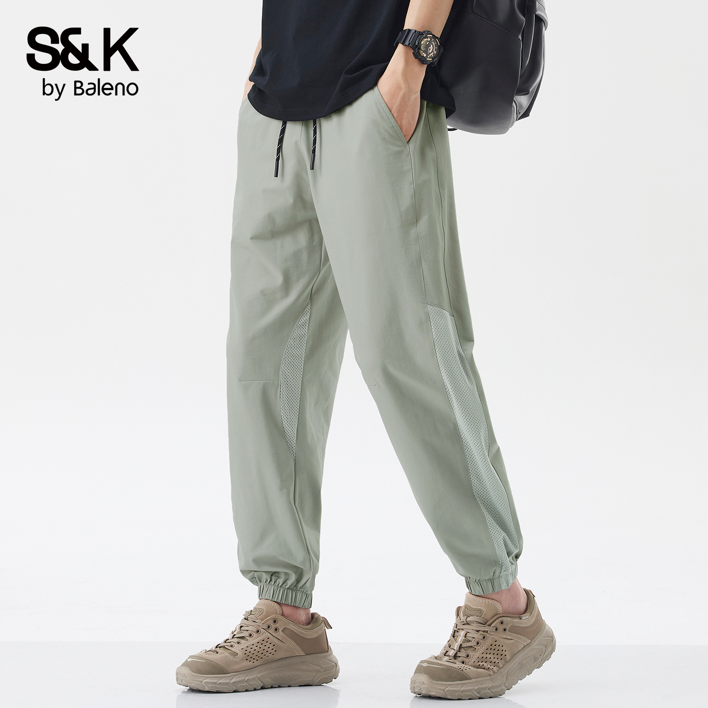 班尼路SK运动束脚冰丝休闲长裤男