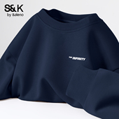 班尼路S&K系列潮流圆领卫衣男款 运动外套A 大码 春季 藏青色男生美式