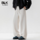 宽松阔腿休闲百搭长裤 班尼路SK复古纯色条纹直筒运动裤 男秋冬季