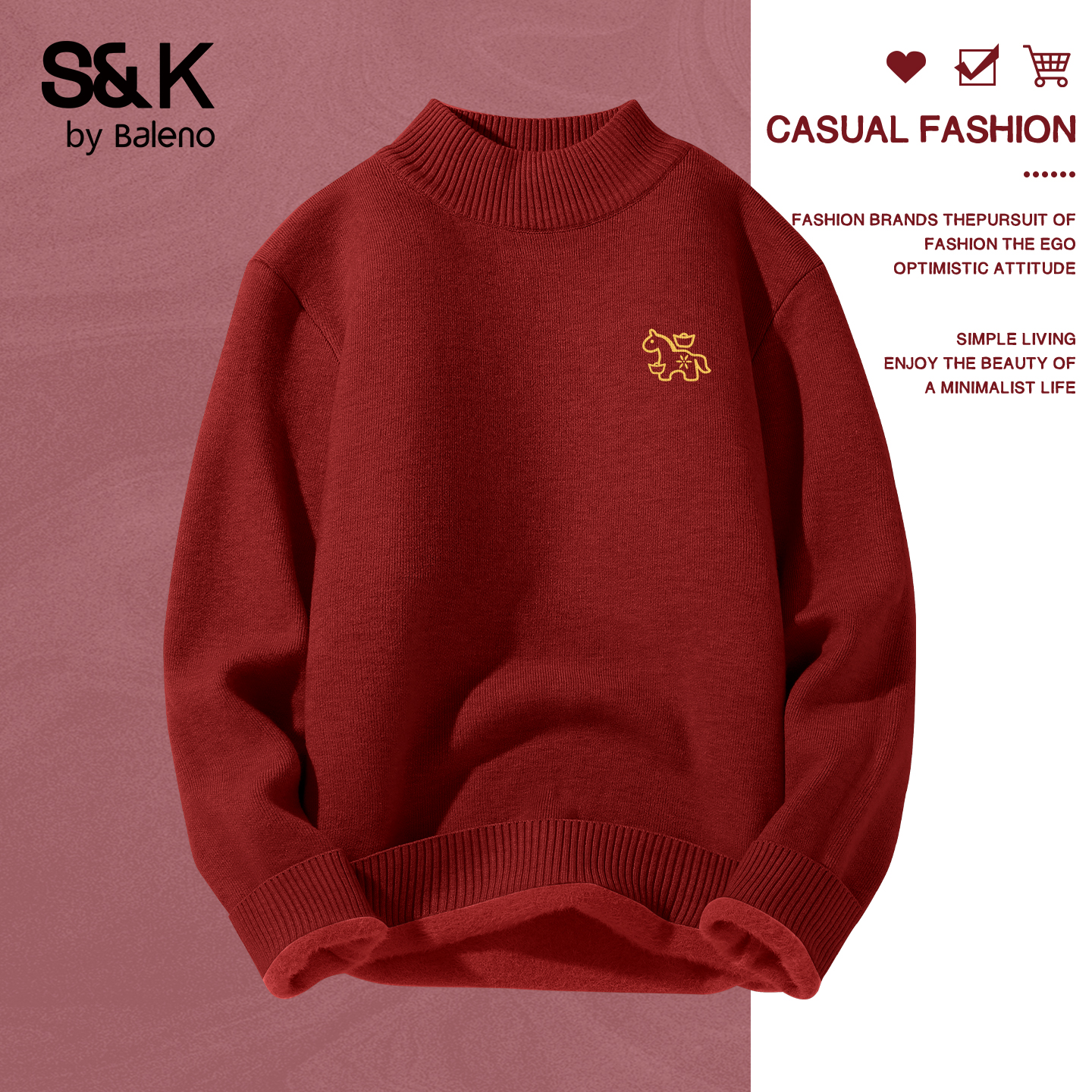 酒红色男士毛衣26马年本命年衣服