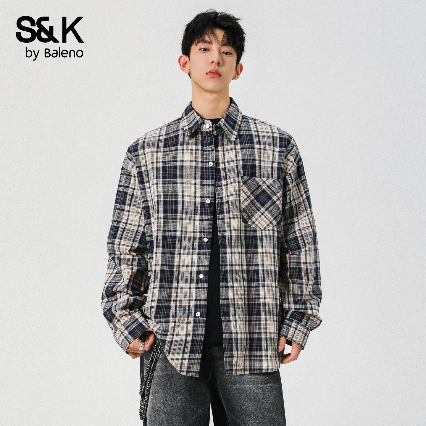 班尼路秋季新款衬衣复古宽松外套