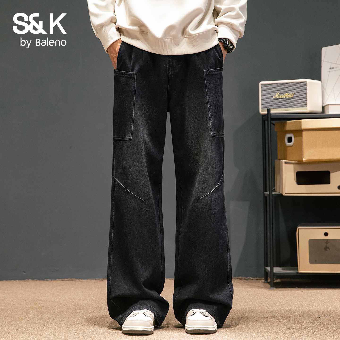 班尼路美式牛仔裤男春秋新款宽松