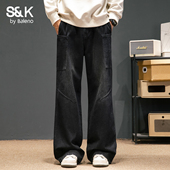 休闲长裤 班尼路SK美式 新款 宽松直筒复古潮牌工装 牛仔裤 男春秋季