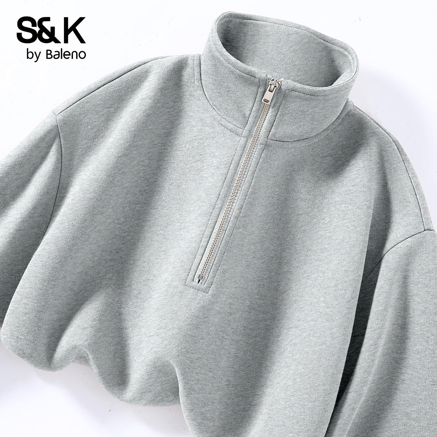 班尼路S&K棉感半开襟立领卫衣男