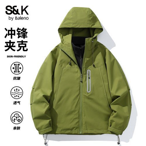 班尼路SK机能风连帽冲锋外套男士