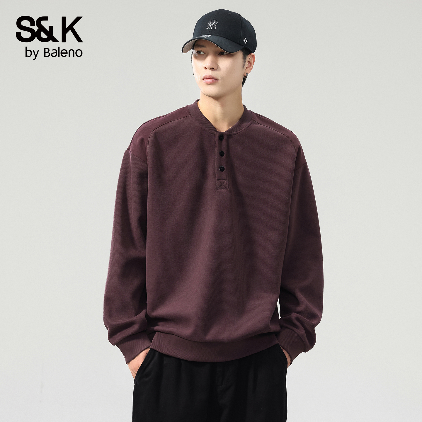 班尼路SK秋季潮流纯色长袖卫衣