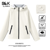 班尼路S&K系列三防软壳连帽外套女冬季 户外耐磨运动登山夹克上衣Q