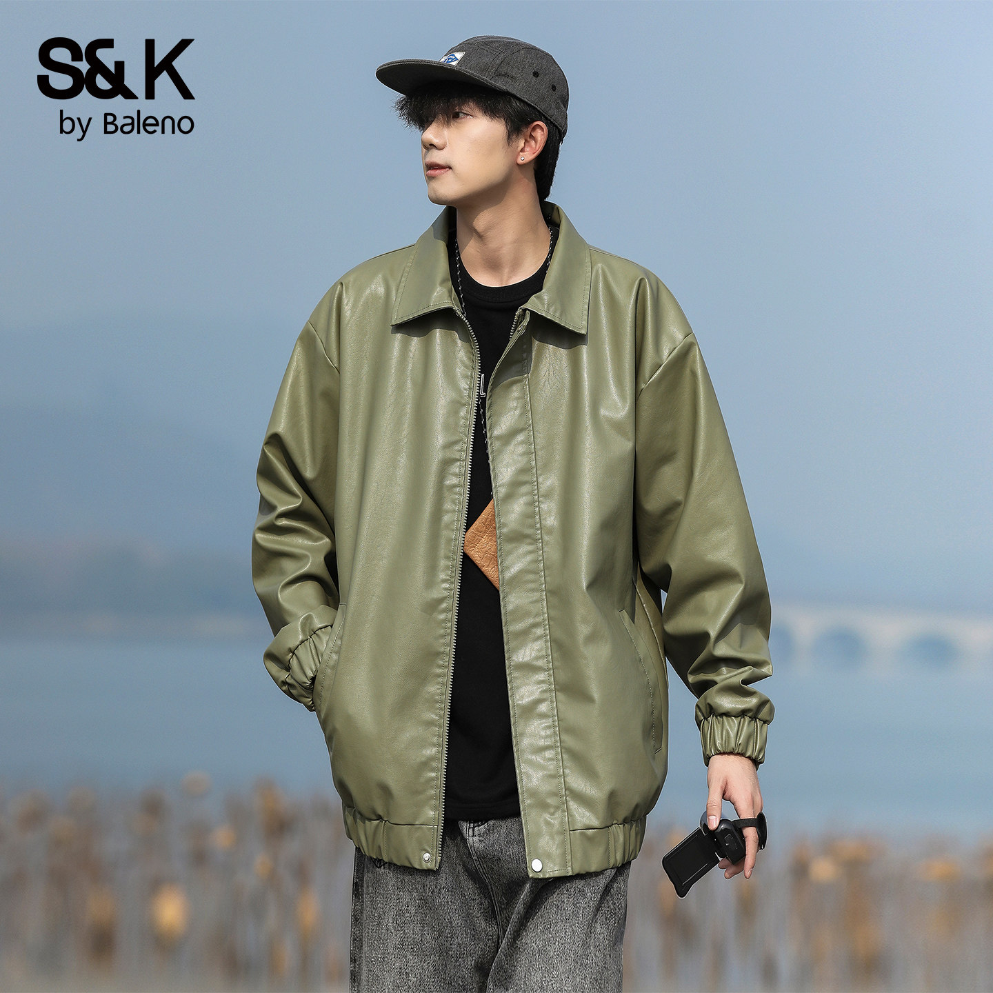 班尼路SK美式复古皮衣外套男百搭