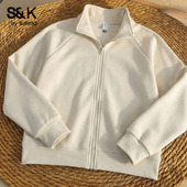 百搭开衫 班尼路S&K系列绿色立领短款 外套卫衣女2026春夏新款 上衣H