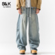 长裤 班尼路SK冬季 高街宽松阔腿时尚 潮流男士 牛仔裤 男街头风美式