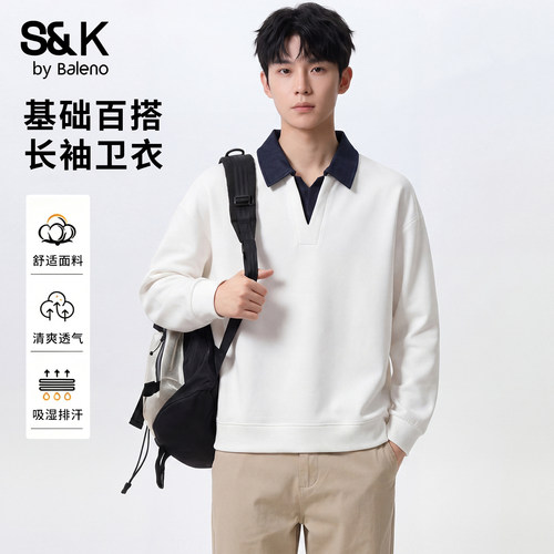 班尼路SK假两件POLO衫卫衣男秋季