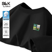 班尼路S&K纯棉短袖 潮牌半袖 男宽松青少年简约印花t恤男夏季 新款