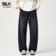 重磅运动休闲长裤 男款 春秋季 班尼路SK美式 宽松阔腿垂感直筒卫裤