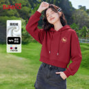 保暖短外套新年战袍上衣M 马年帽衫 班尼路加绒卫衣女2026新款 冬季