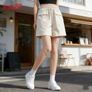女夏季 高腰显瘦短裤 时尚 风A字阔腿裤 工装 班尼路清爽透气梭织短裤