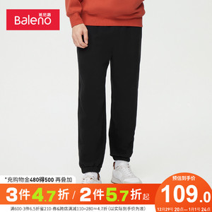 班尼路秋冬新品男装运动百搭休闲拼接针织长裤纯色舒适重磅卫裤
