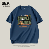 短袖 T恤男款 夏季 班尼路S&K系列重磅纯棉美式 潮流复古半袖 上衣男A