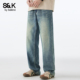 班尼路SK2026新款 男弹力显瘦宽松休闲直筒百搭长裤 春美式 牛仔裤