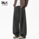 高级感松弛垂感长裤 班尼路SK复古简约阔腿裤 男宽松抽绳休闲裤 男YS