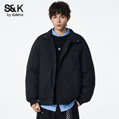 班尼路SK冬季 保暖棉衣外套男YS 复古立领宽松休闲时尚 款 棉服男美式