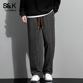 班尼路SK高端休闲裤 保暖灯芯绒男裤 男秋季 直筒宽松加绒加厚冬季