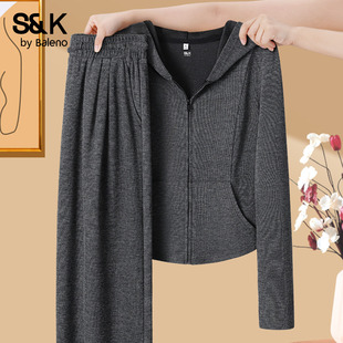 糯米裤 新款 穿搭一整套两件套H 女2025秋季 班尼路S&K系灰色运动套装