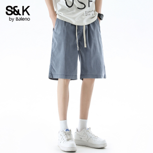 透气纯色短裤 班尼路SK户外休闲男士 宽松抽绳五分裤 2026新款 夏季