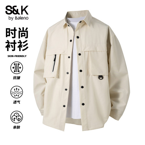 班尼路SK春秋款工装风多口袋衬衫