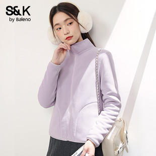 班尼路S&K系列紫色摇粒绒外套女2025冬季 冲锋衣内胆保暖上衣H 新款