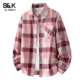 男秋季 新款 长袖 班尼路SK潮牌青年格子衬衫 衬衣休闲宽松男士 外套YS