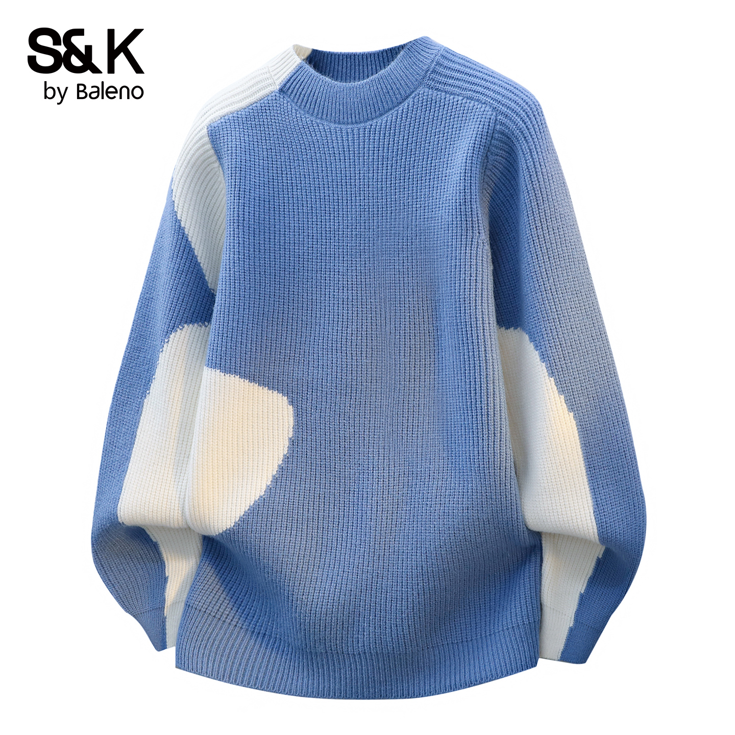 班尼路SK撞色拼接毛衣男士针织衫