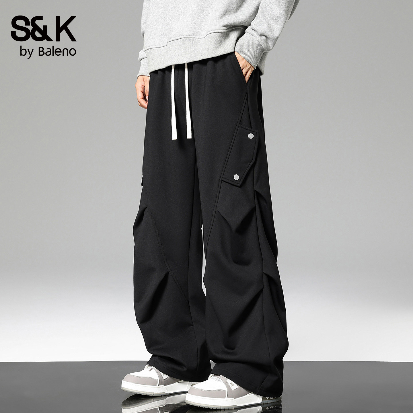 班尼路SK工装休闲风阔腿裤男士春季款抽绳多口袋宽松休闲长裤子YS,男装,休闲裤,淘宝优惠券,粉丝福利购,淘宝优惠卷