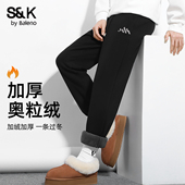 男秋冬加厚保暖束脚休闲长裤 重磅男士 裤 班尼路加绒运动裤 子卫裤