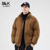 班尼路SK立领棉衣男冬季 2025加厚保暖宽松复古休闲百搭棉服外套YS