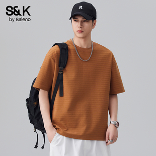 2026新款 夏季 圆领透气休闲百搭上衣YS T恤男士 班尼路SK肌理感短袖