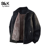 冬季 班尼路SK美式 复古加绒加厚休闲夹克男款 立领保暖棒球服外套YS