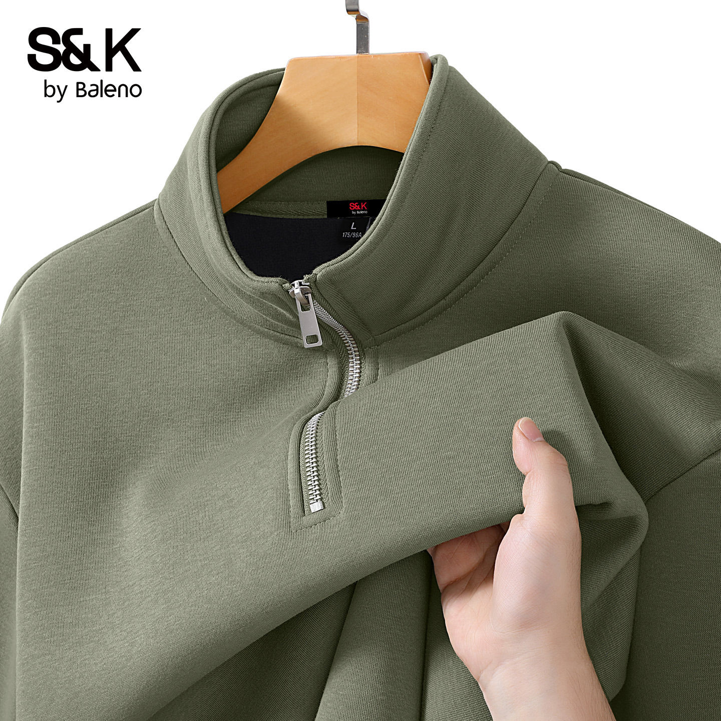 班尼路半开领卫衣男款冬防风立领