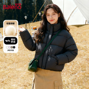 冬季 2026新款 棉服棉衣加绒厚外套M 面包服棉袄女款 班尼路黑色短款