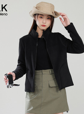 班尼路S&k系列黑色立领摇奥粒绒上衣女款2025秋冬新款抓绒衣外套H