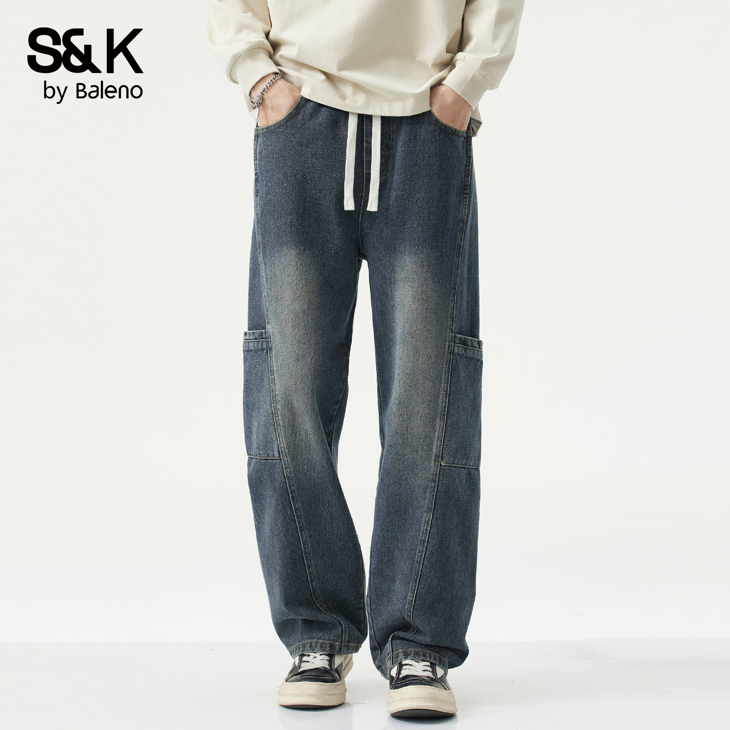 班尼路秋季新款宽松休闲牛仔裤男