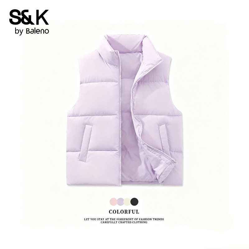 班尼路紫色立领防风马甲女款