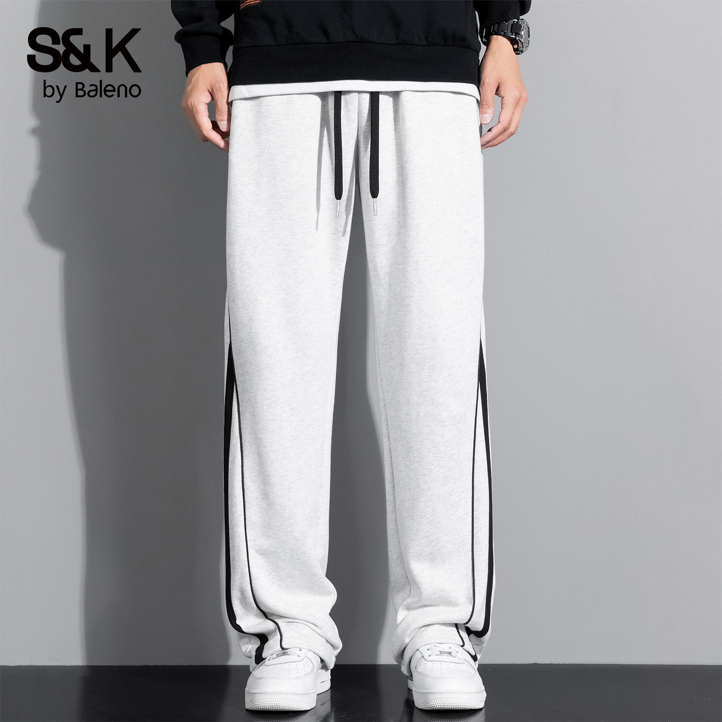班尼路SK宽松直筒运动卫裤男百搭