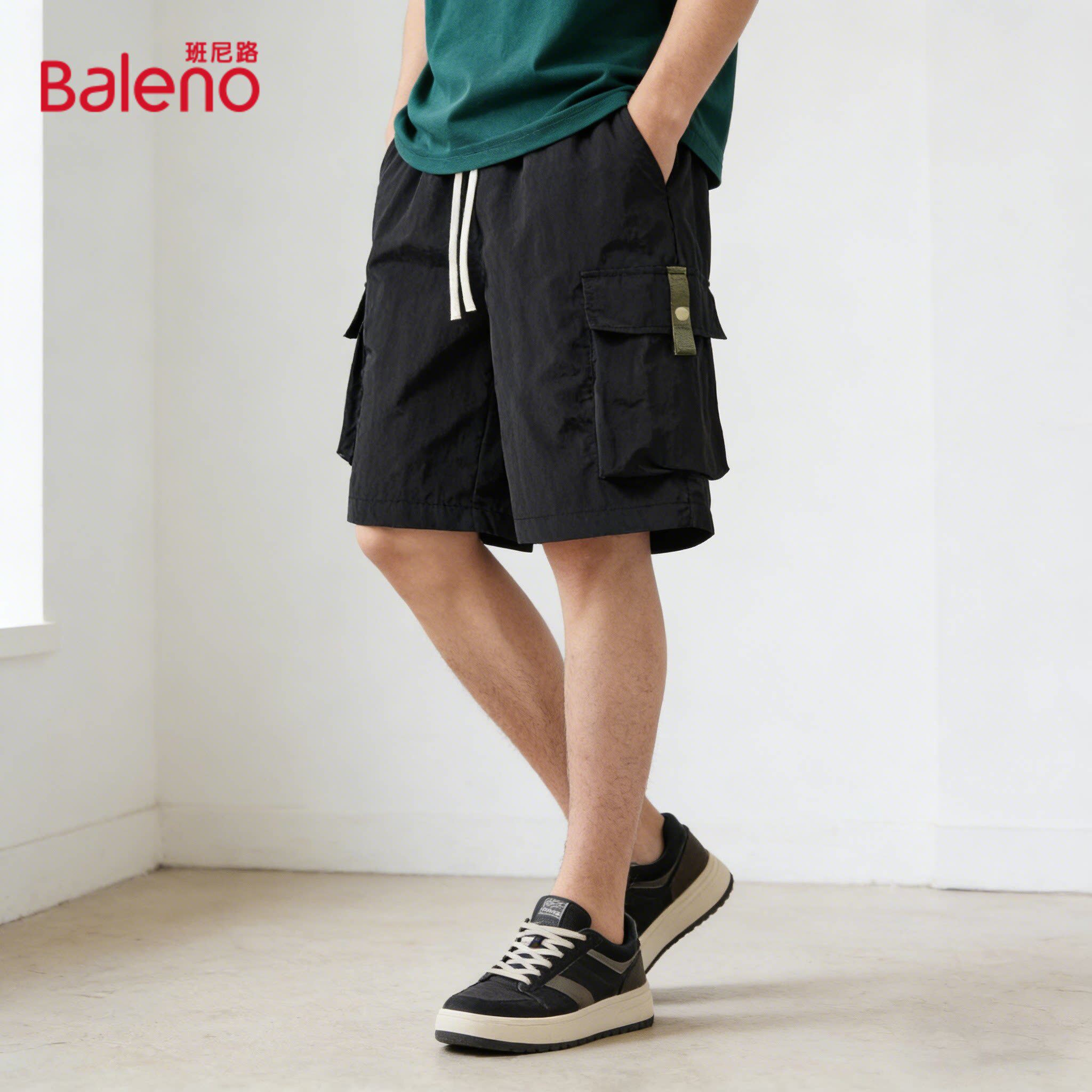 班尼路青年休闲运动短裤男士2026夏季款舒适潮流百搭工装五分裤J