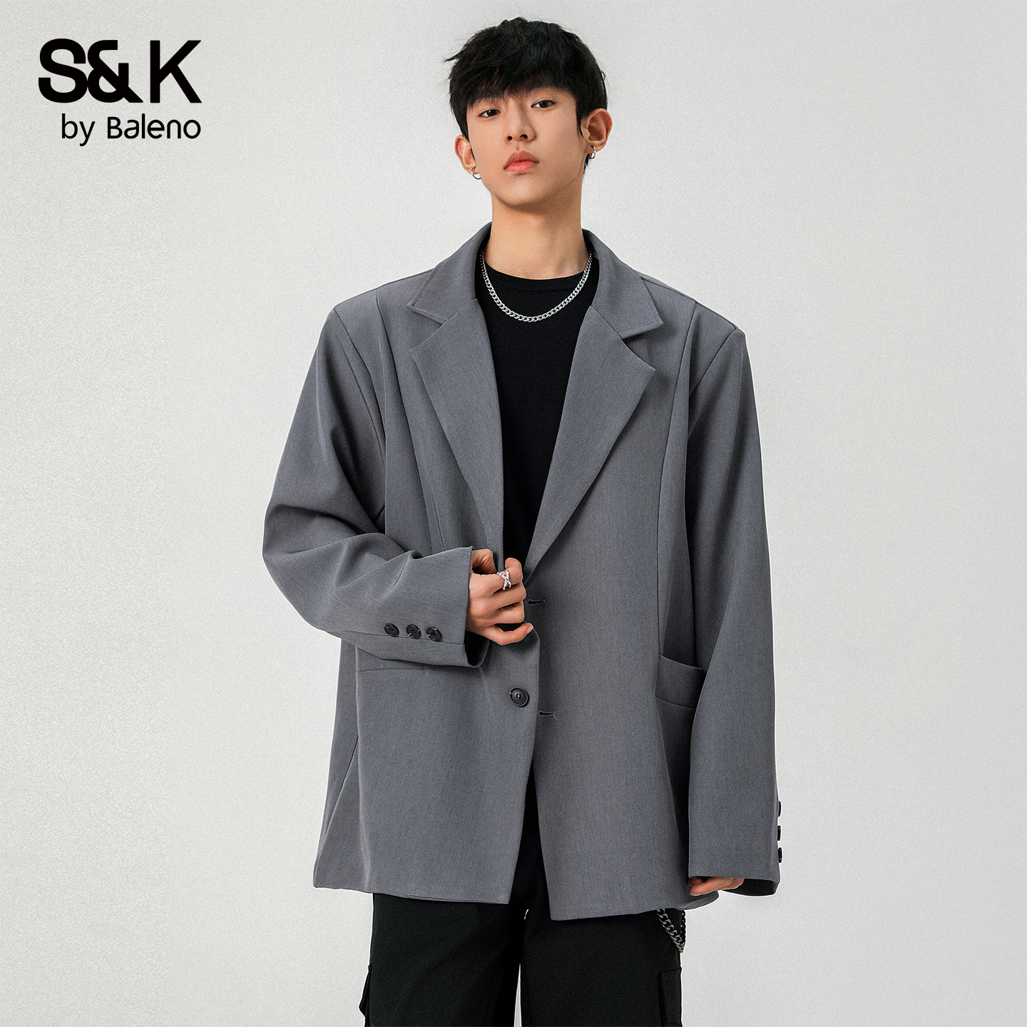 班尼路SK简约痞帅休闲长袖西服男