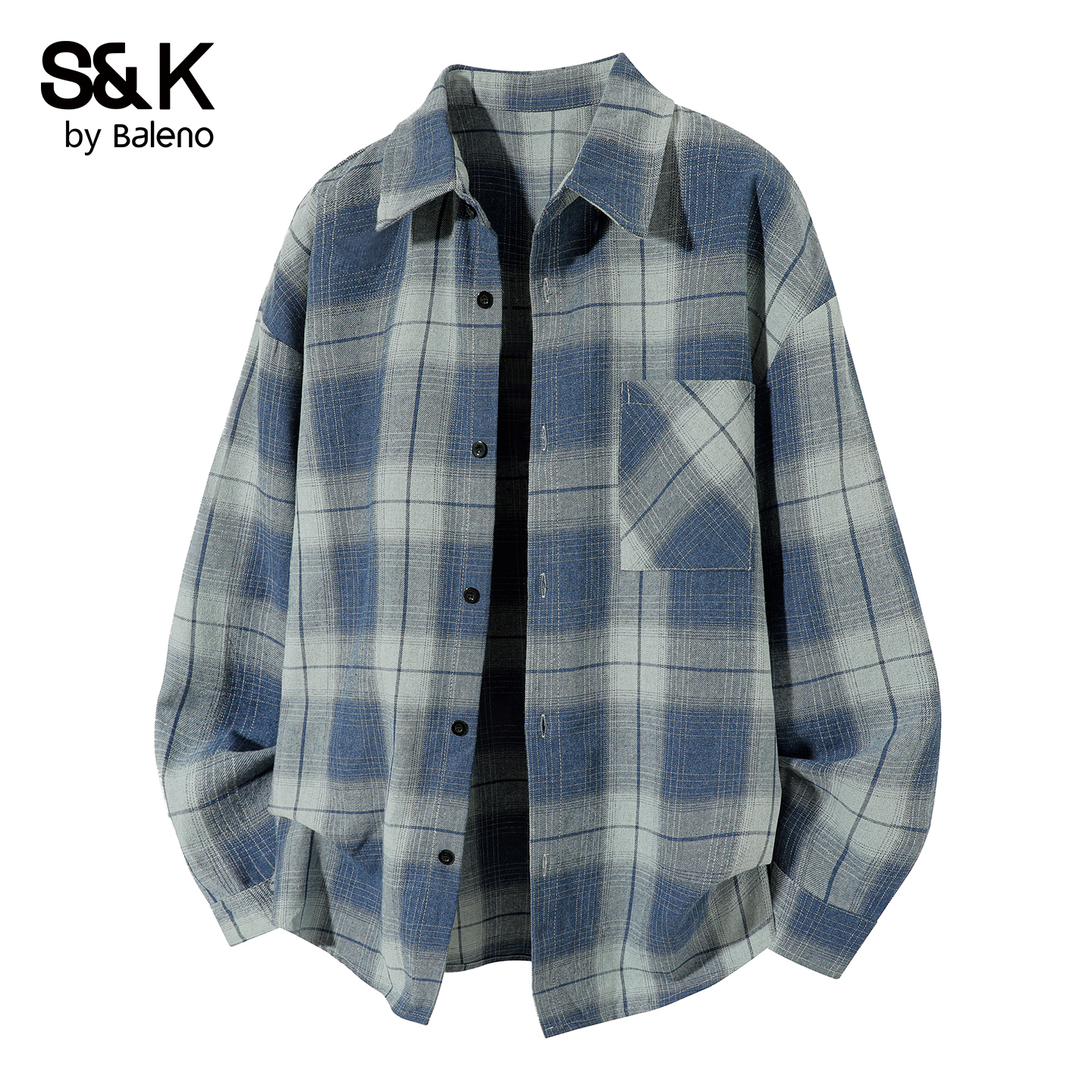 班尼路SK格子长袖衬衫男2025秋季