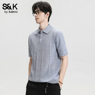 休闲商务T恤YS 老钱风透气翻领Polo针织短袖 班尼路SK2026新款 夏季